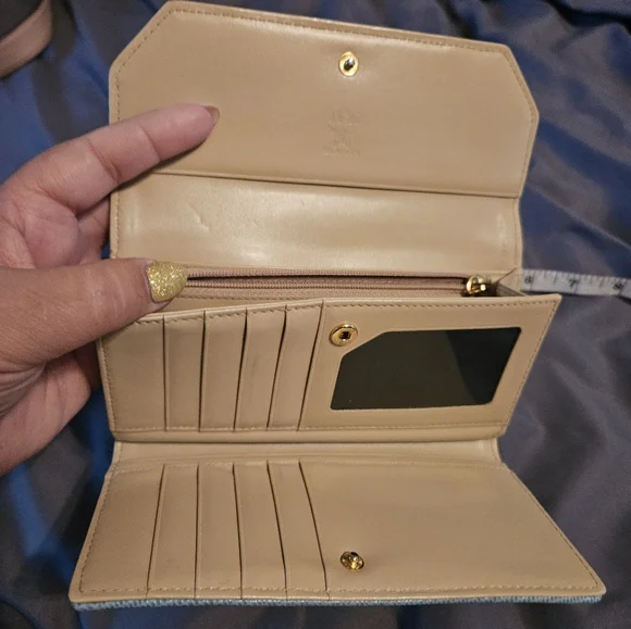 MCM Beige and Light Blue Women's Wallet Nwot - Picture 3 of 9